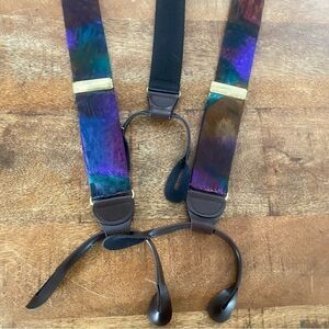 Vintage colorful 1990’s purple watercolor suspenders